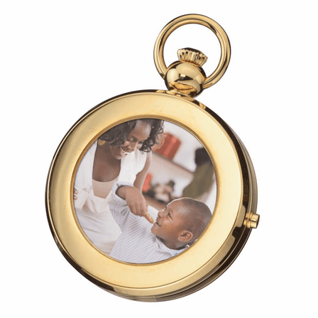 Gold Picture Frame Mechanical Charles Hubert Pocket Watch & Chain #3848