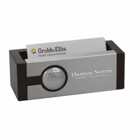 Golfer's Cherrywood & Metal Business Card Holder