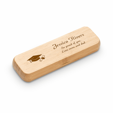 Graduate's Cap & Scroll Laser Engraved Bamboo Pen and Box Set