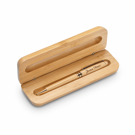 Graduate's Cap & Scroll Laser Engraved Bamboo Pen and Box Set