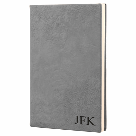 Gray Journal with Black Satin Bookmark with Personalized Initials