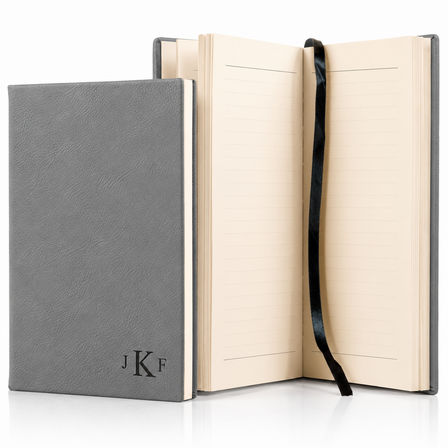 Gray Journal with Black Satin Bookmark with Roman Monogram