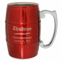 Groomsmen Gift  Steel Barrel Beer Mug - Red