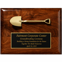 Ground Breaking Shovel Personalized Walnut Recognition Plaque