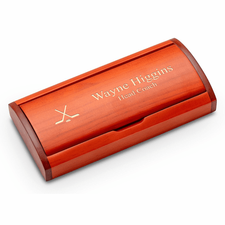 Hockey Theme Diamond Cut Personalized Ballpoint Pen with Wood Box