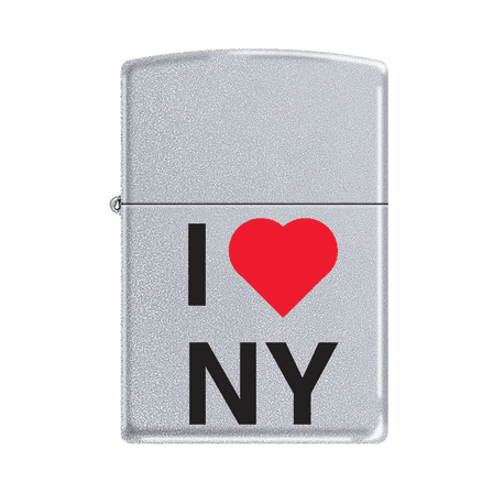 I Love New York Satin Chrome Zippo Lighter - ID# 63790-Discontinued