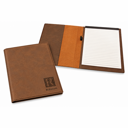 Initial Monogram Dark Brown Leatherette Mini Portfolio