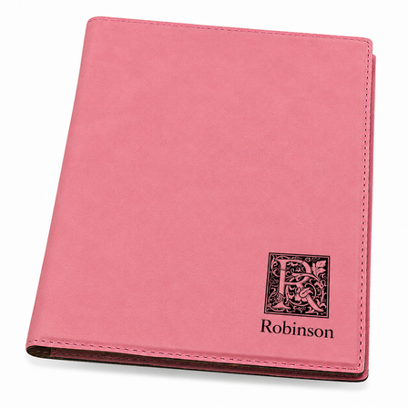 Initial Monogram Pink Leatherette Portfolio