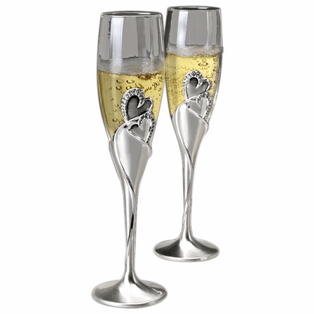 Joining Hearts Wedding Toast Flutes - Set Of Two