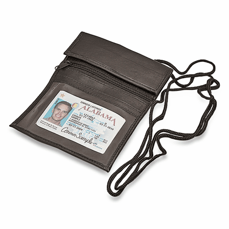 Large Leather ID Holder With Neck Strap