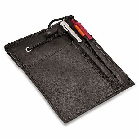 Large Leather ID Holder With Neck Strap