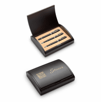 Last Name Monogram Laser Engraved Three Piece Black & Silver Pen & Pencil Gift Set