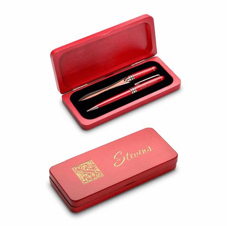 Last Name Monogram Elegance Collection Cherrywood Pen & Letter Opener Set