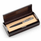 Last Name Monogram Engraved Black & Gold Ballpoint Pen with Cherry Wood Box