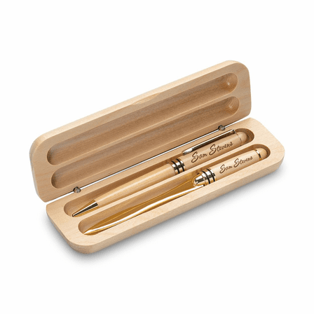 Last Name Monogram Perrsonalized Maple Wood Pen & Letter Opener Set