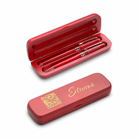 Last Name Monogram Personalized Cherrywood Ballpoint Pen & Fountain Pen Set