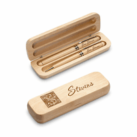 Last Name Monogram Personalized Maple Wood Ballpoint Pen & Fountain Pen Set