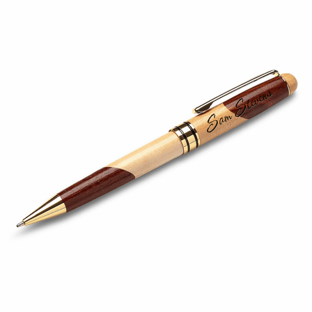 Last Name Monogram Theme Personalized Maple & Rosewood Engraved Pen and Box