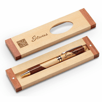 Last Name Monogram Theme Personalized Maple & Rosewood Engraved Pen and Box