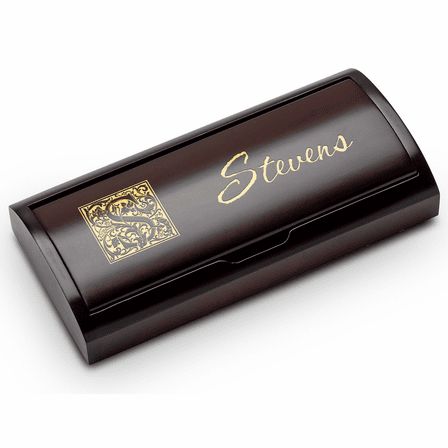 Last Name Monogram Theme Personalized Two Piece Pen Set with Wood Box