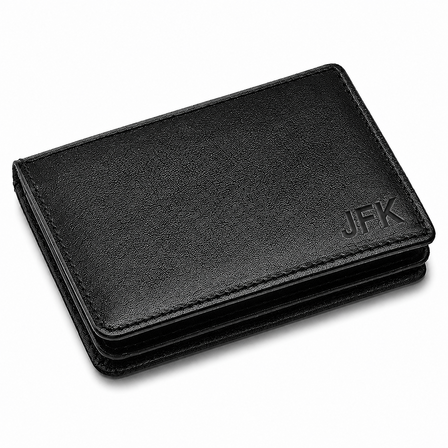 Leather Credit Card Wallet w/ ID Window - Free Personalization