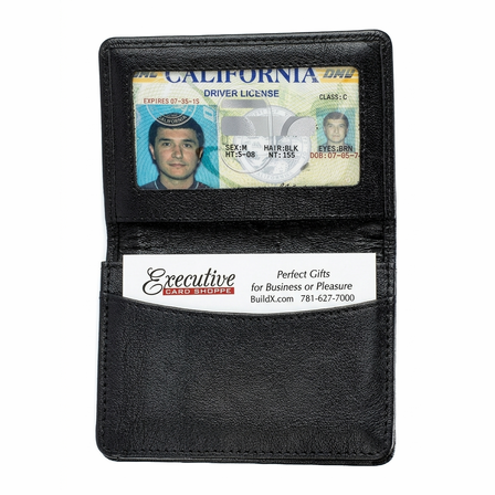 Leather Credit Card Wallet w/ ID Window - Free Personalization
