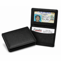 Leather Credit Card Wallet w/ ID Window - Free Personalization