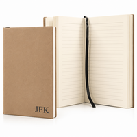Light Brown Journal with Black Satin Bookmark with Personalized Initials