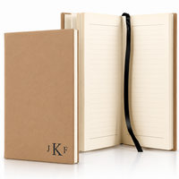 Light Brown Journal with Black Satin Bookmark with Roman Monogram