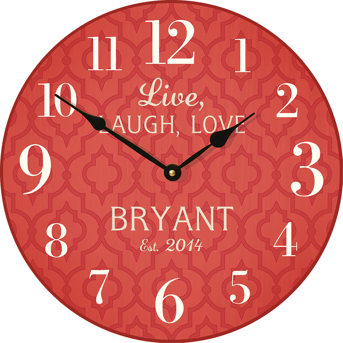 Live Laugh Love Personalized Red Wall Clock Executive Gift Shoppe