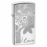 Love Slim High Polish Chrome Zippo Lighter - ID# 24816