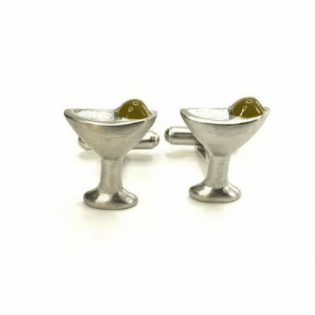 Martini glass and olive cufflinks and shirt studs formal set