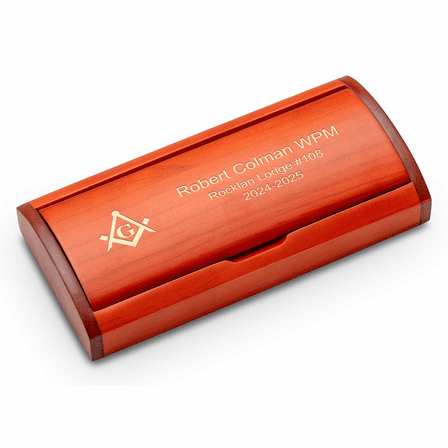 Masonic Theme Diamond Cut Personalized Ballpoint Pen with Wood Box