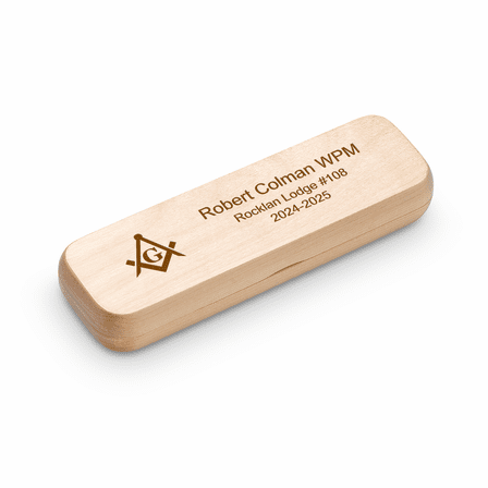 Masonic Theme Laser Engraved Maple Wood Double Pen and Box Set