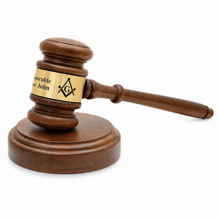 Masonic Wooden Judge's Gavel with Personalized Gold Band & Sounding Board