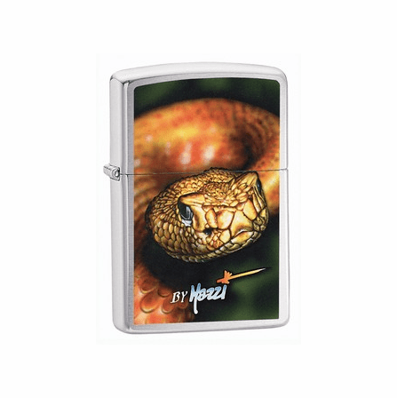 Mazzi - Snake Brushed Chrome Zippo Lighter - ID# 24446-discontinued