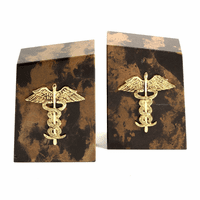 Medical Symbol Black & Gold Marble Bookends