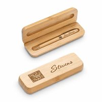 Last Name Monogram Theme Laser Engrave Bamboo Pen and Box Set