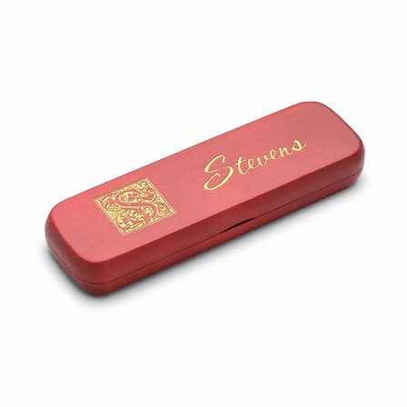 Last Name Monogram Theme Personalized Cherrywood Double Pen and Box Set
