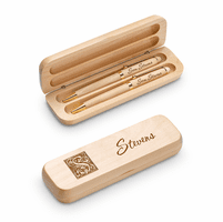 Last Name Monogram Theme Personalized Maple Wood Double Pen and Box Set