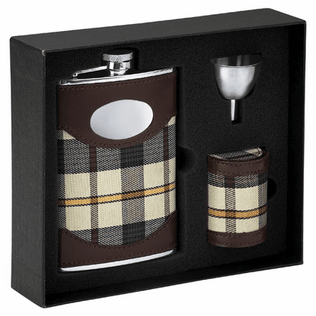 Monogrammed Denim and Leather Flask Gift Set