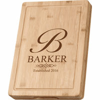 Monogrammed with Date Grooved Bamboo Cutting Board
