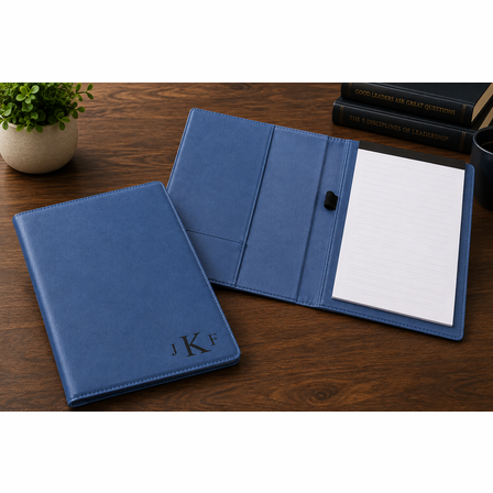 Navy Blue Small Portfolio & Notebook with Roman Monogram
