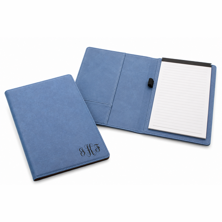 Navy Blue Small Portfolio & Notebook with Script Monogram