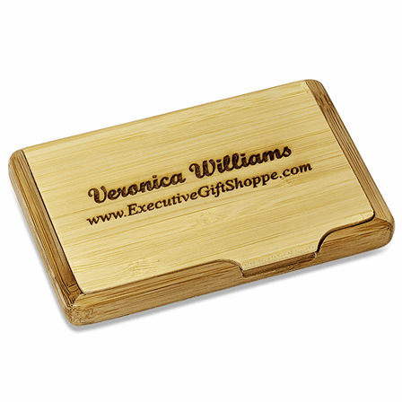 Personalized Bamboo Pocket/Desktop Business Card Holder