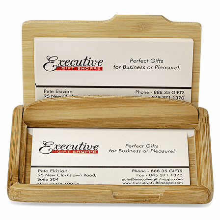 Personalized Bamboo Pocket/Desktop Business Card Holder