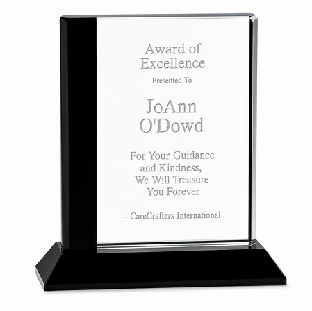 Personalized Black Edge Crystal Award