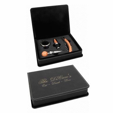 Personalized Black & Gold 3 Piece Wine Tool Set