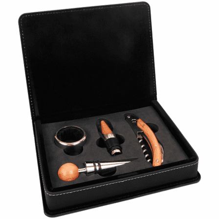 Personalized Black & Gold 4 Piece Wine Tool Set