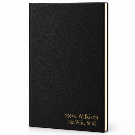Personalized Black & Gold Journal with Black Satin Bookmark
